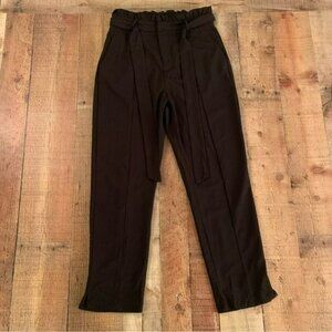 Do + Be womens paper bag style black carrier wear work pants with belt -L